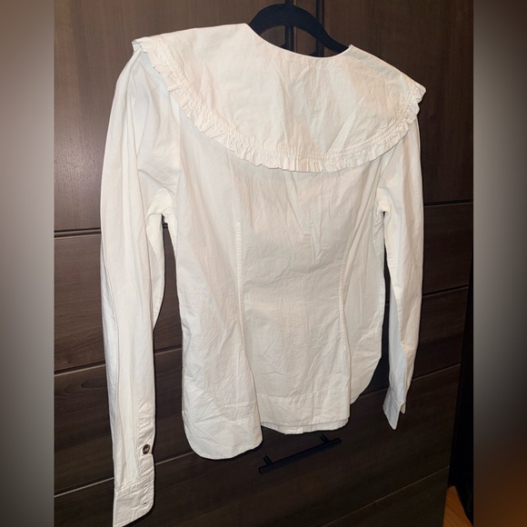 GANNI Vintage Inspired Collared Poplin Top - Picture 4 of 8